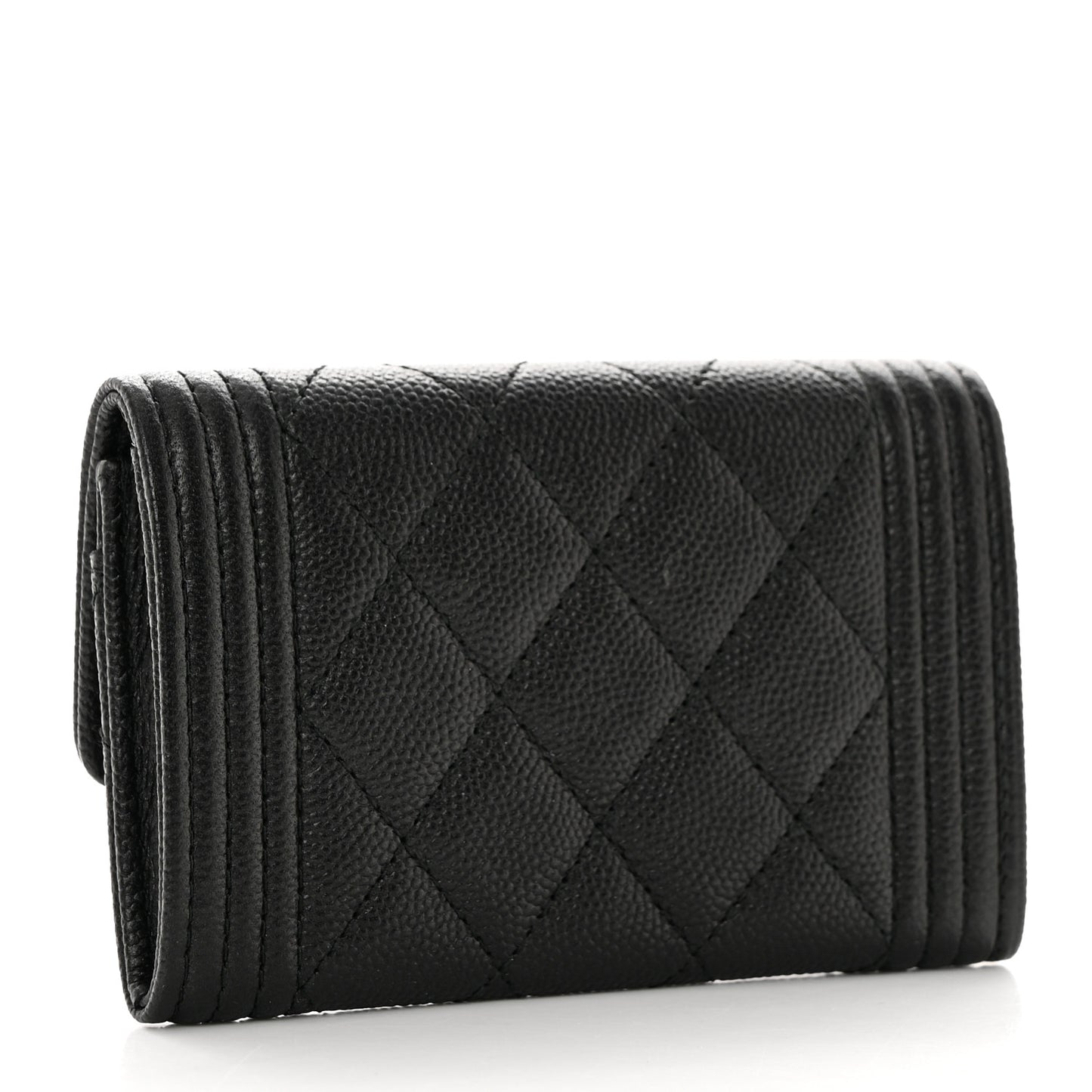 Caviar Quilted Boy Flap Card Holder So Black