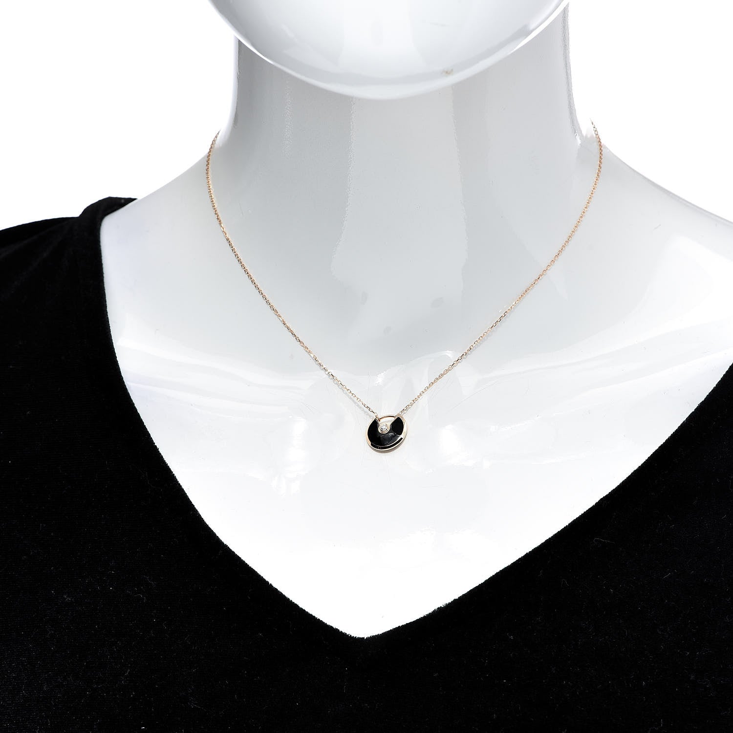 Cartier 18K Pink Gold Diamond Black Onyx XS Amulette de Cartier Pendant Necklace 2 of 5