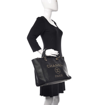Chanel Caviar Small Studded Deauville Tote Black 3 of 17