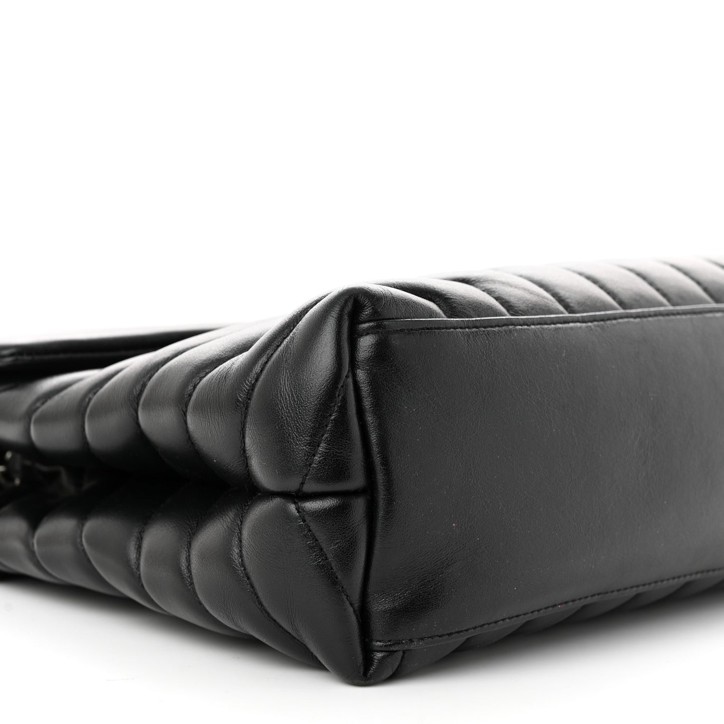 Calfskin Y Quilted Monogram Medium Loulou Chain Satchel Black