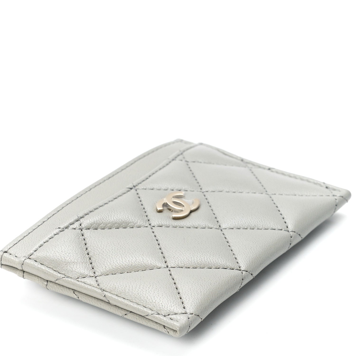 Chanel Lambskin Quilted Card Holder Grey 11 of 13