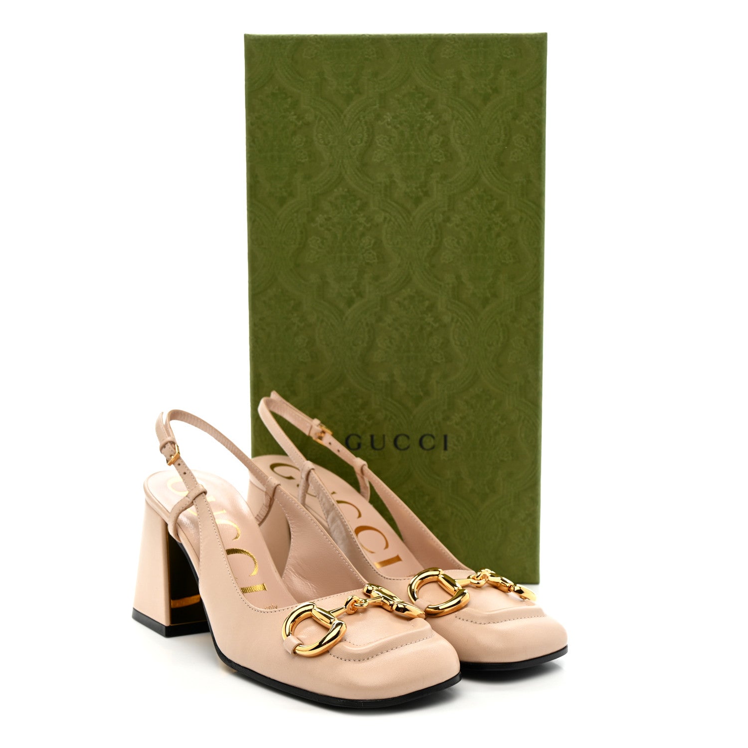 Gucci Malaga Kid Horsebit 75mm Slingback Pumps 35.5 Skin Rose 9 of 9