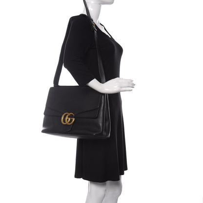 Gucci Calfskin Large GG Marmont Shoulder Bag Black 2 of 10
