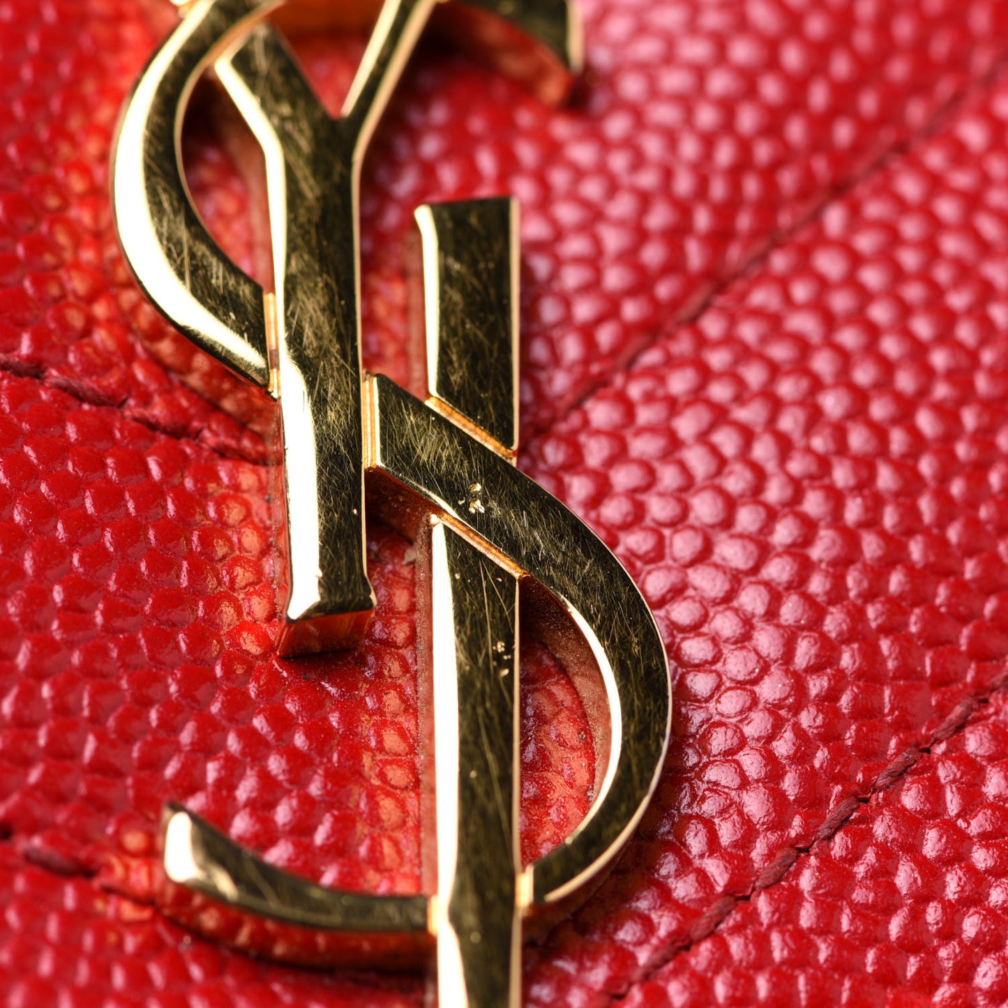 Grain De Poudre Matelasse Chevron Small Monogram Envelope Wallet Rouge Eros