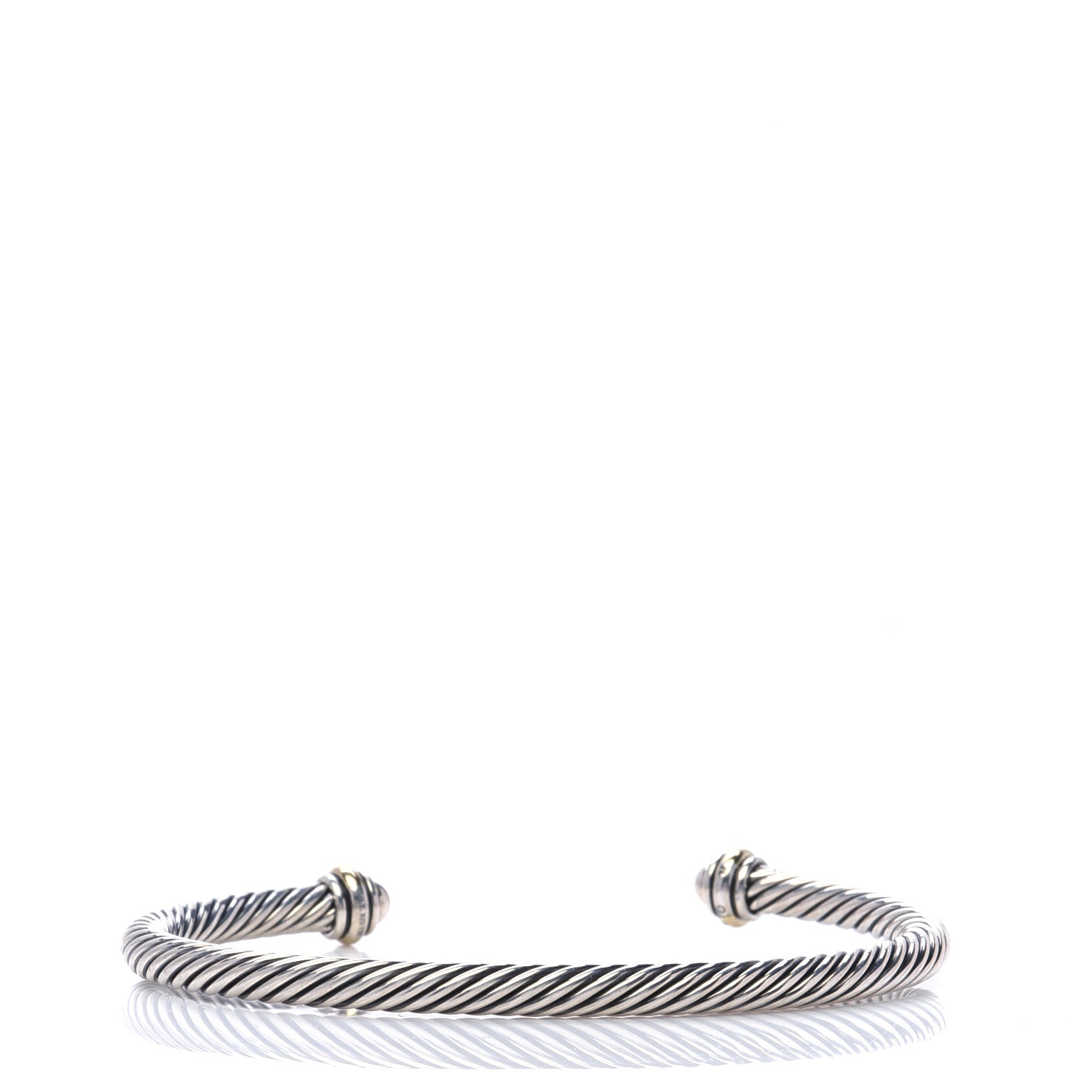 David Yurman Sterling Silver 18K Yellow Gold 4mm Cable Classics Bracelet 3 of 5