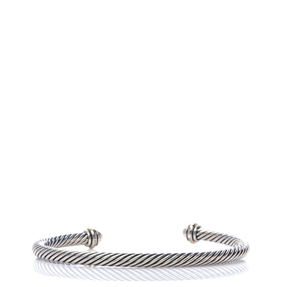 David Yurman Sterling Silver 18K Yellow Gold 4mm Cable Classics Bracelet 3 of 5