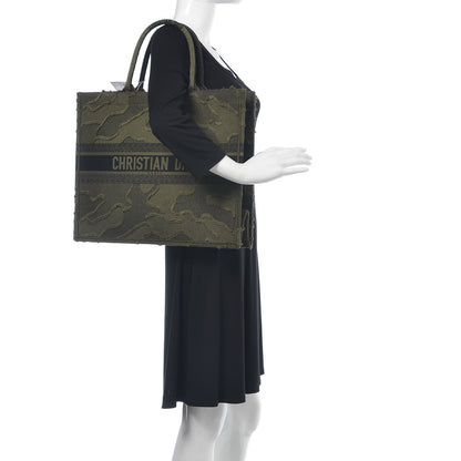 Christian Dior Canvas Embroidered Camouflage Book Tote Green 2 of 12