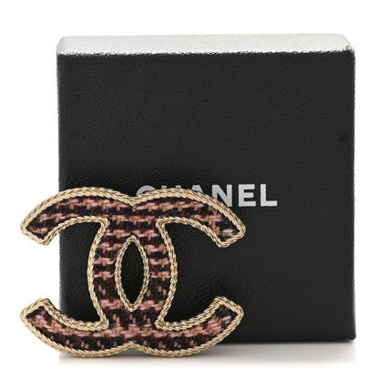 Chanel Tweed CC Brooch Gold Multicolor 4 of 4