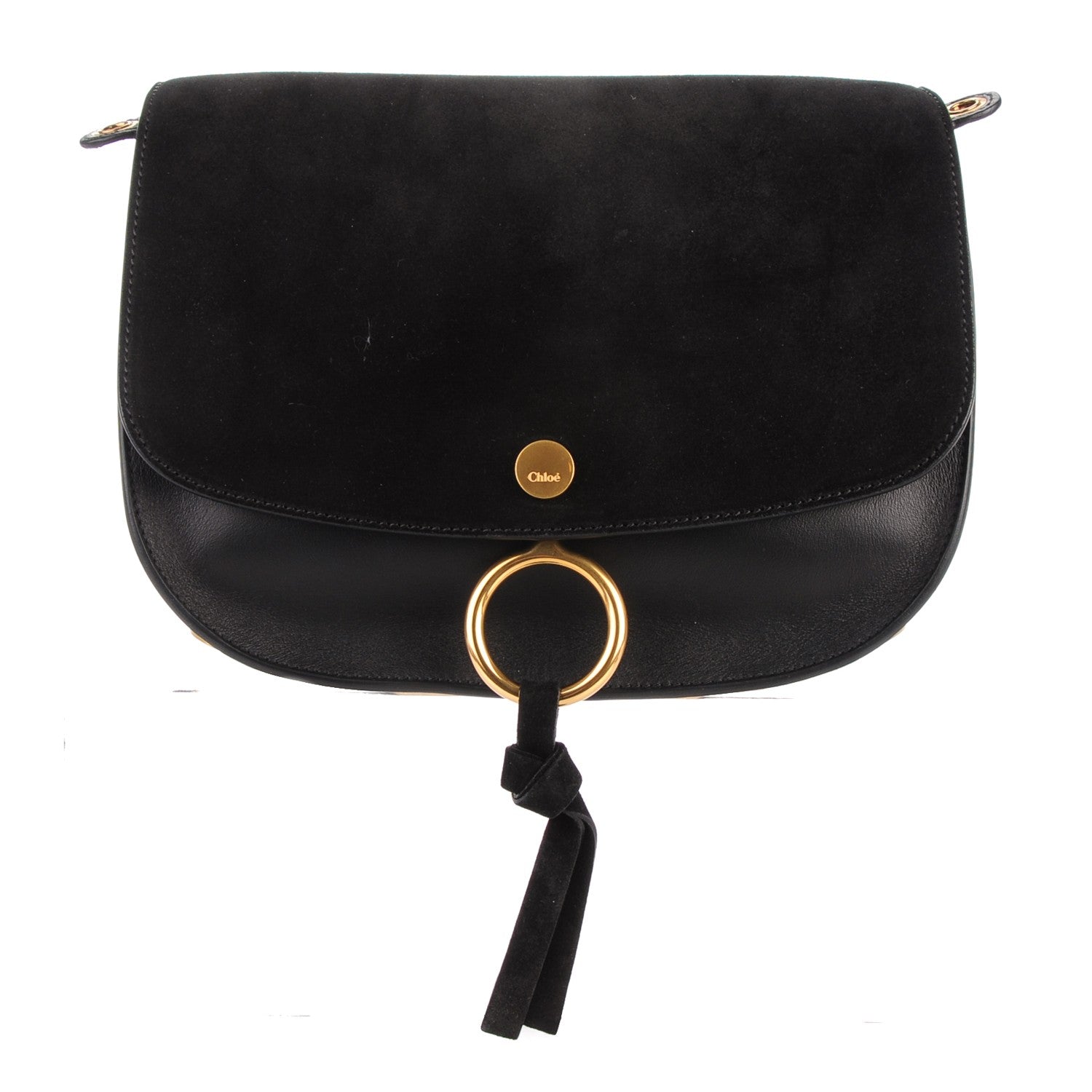 Chloe Suede Smooth Calfskin Medium Kurtis Shoulder Bag Black 1 of 8