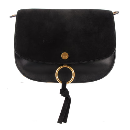 Chloe Suede Smooth Calfskin Medium Kurtis Shoulder Bag Black 1 of 8