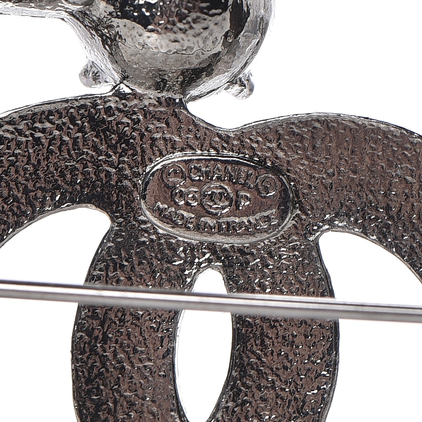 Baguette Crystal CC Brooch Silver