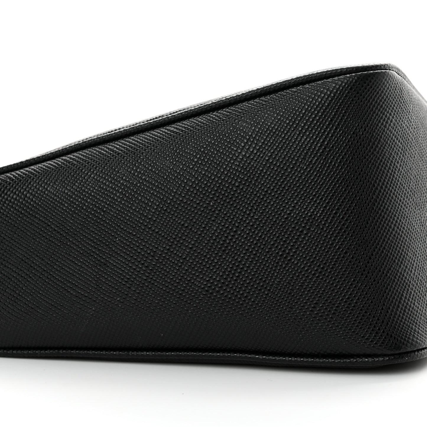 Saffiano Cuir Triangle Logo Embossed Triangle Shoulder Bag Black