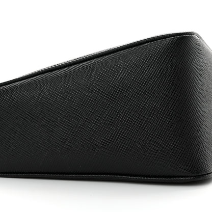 Prada Saffiano Cuir Triangle Logo Embossed Triangle Shoulder Bag Black 9 of 11