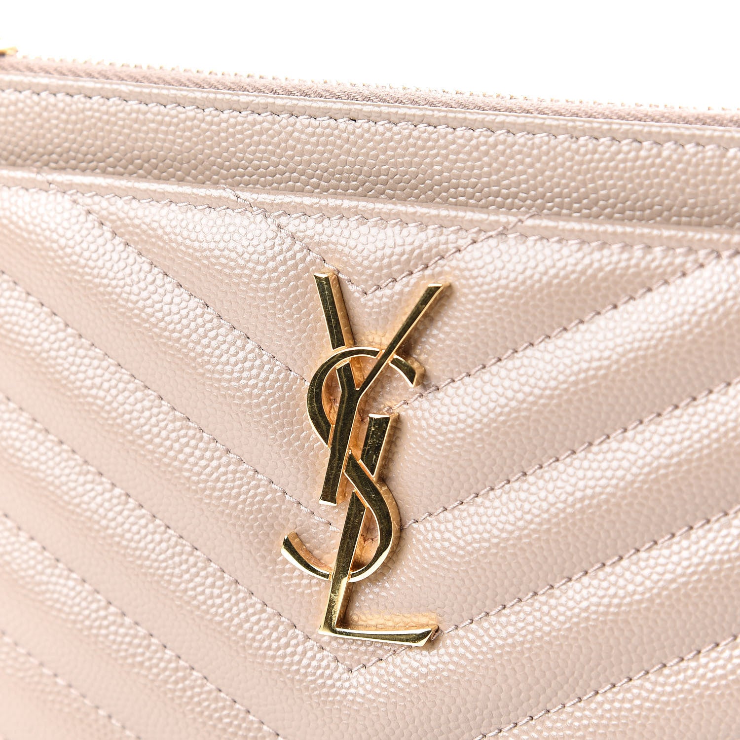 Saint Laurent Grain De Poudre Chevron Monogram Bill Pouch Rose Poudre 10 of 10