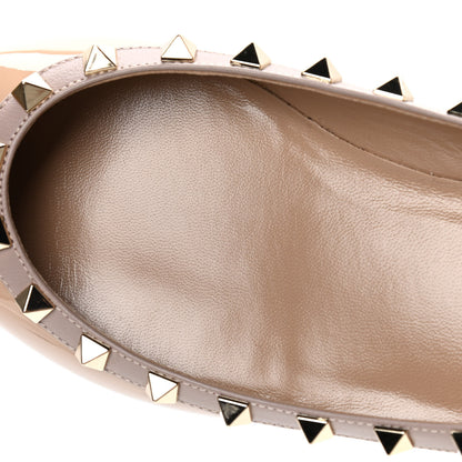 Valentino Garavani Patent Rockstud Ballerina Flats 38 Camel Rose Poudre 7 of 8