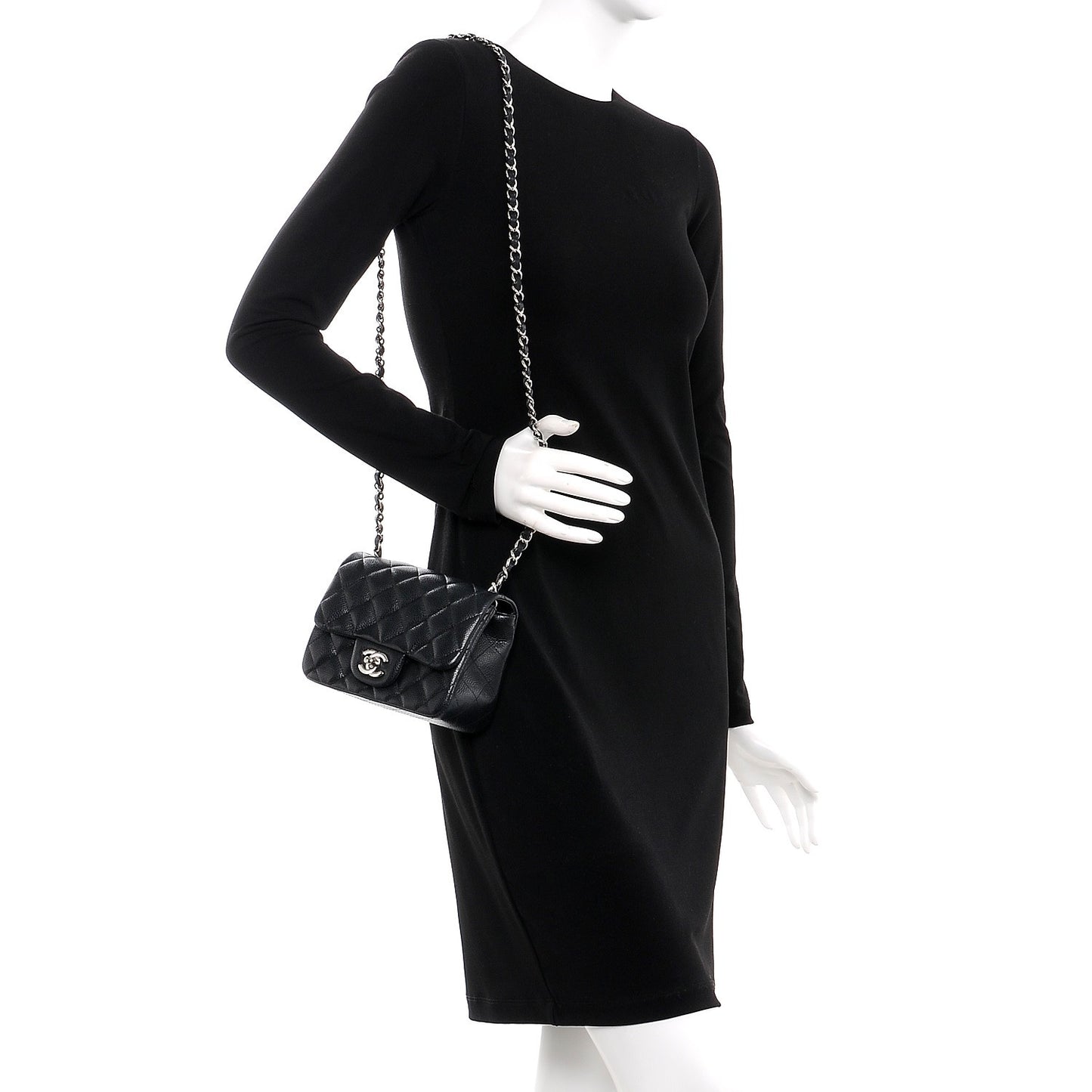 Caviar Quilted Mini Square Flap Black