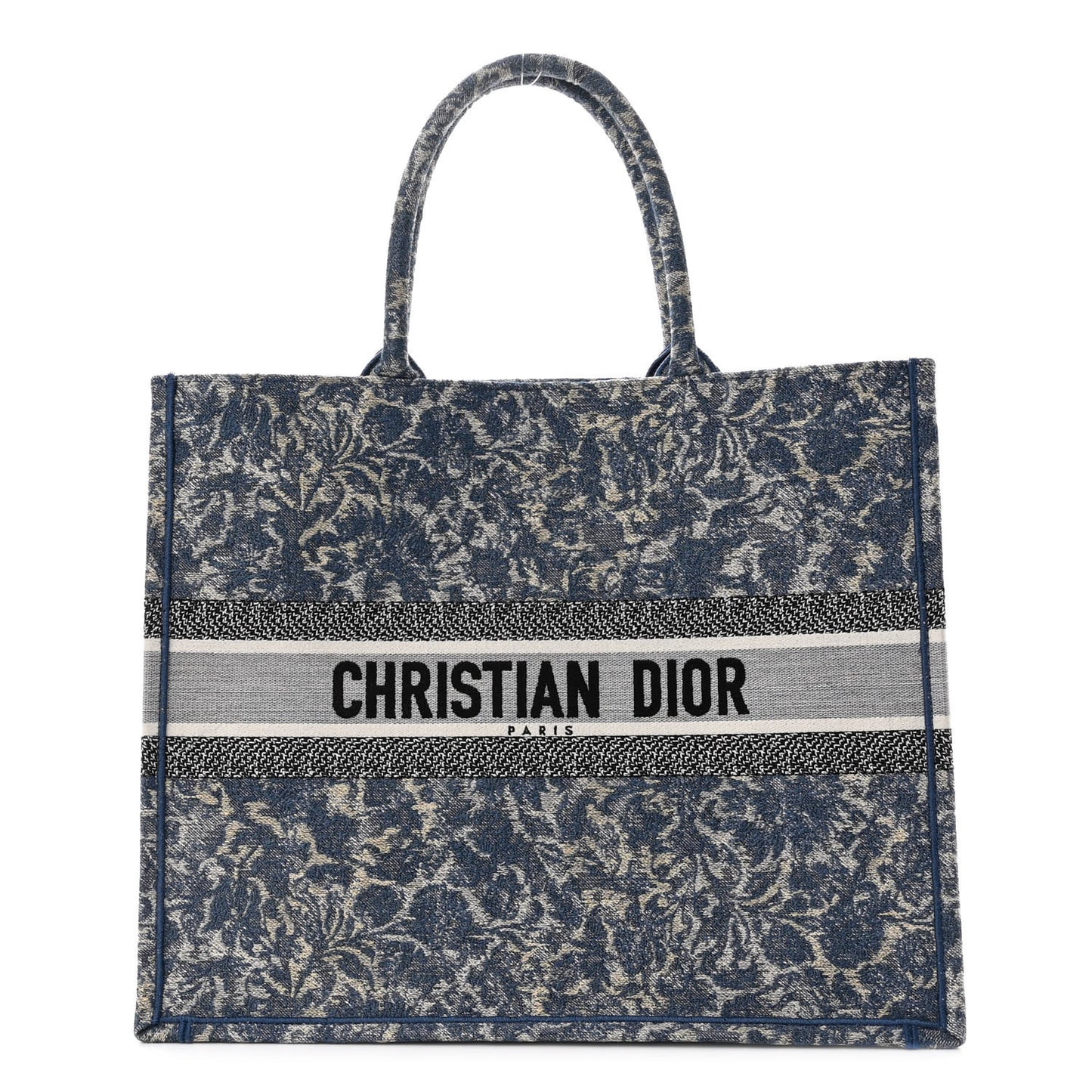 Canvas Embroidered Large Brocart Book Tote Blue