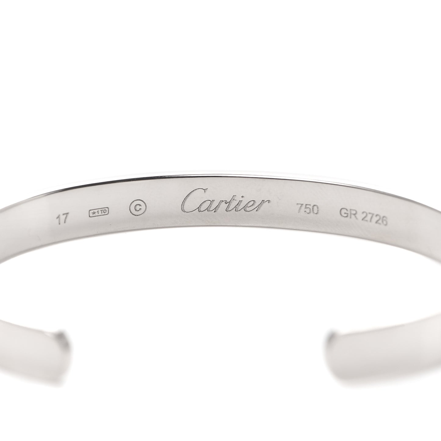 18K White Gold LOVE Cuff Bracelet 17