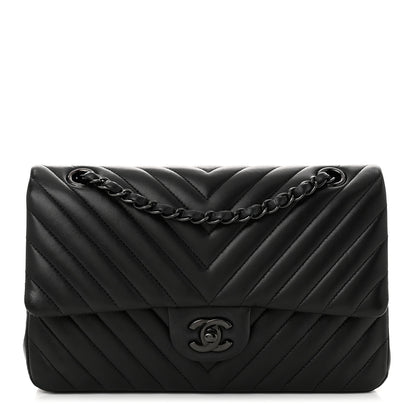 Chanel Lambskin Chevron Quilted Medium Double Flap So Black 1 of 11
