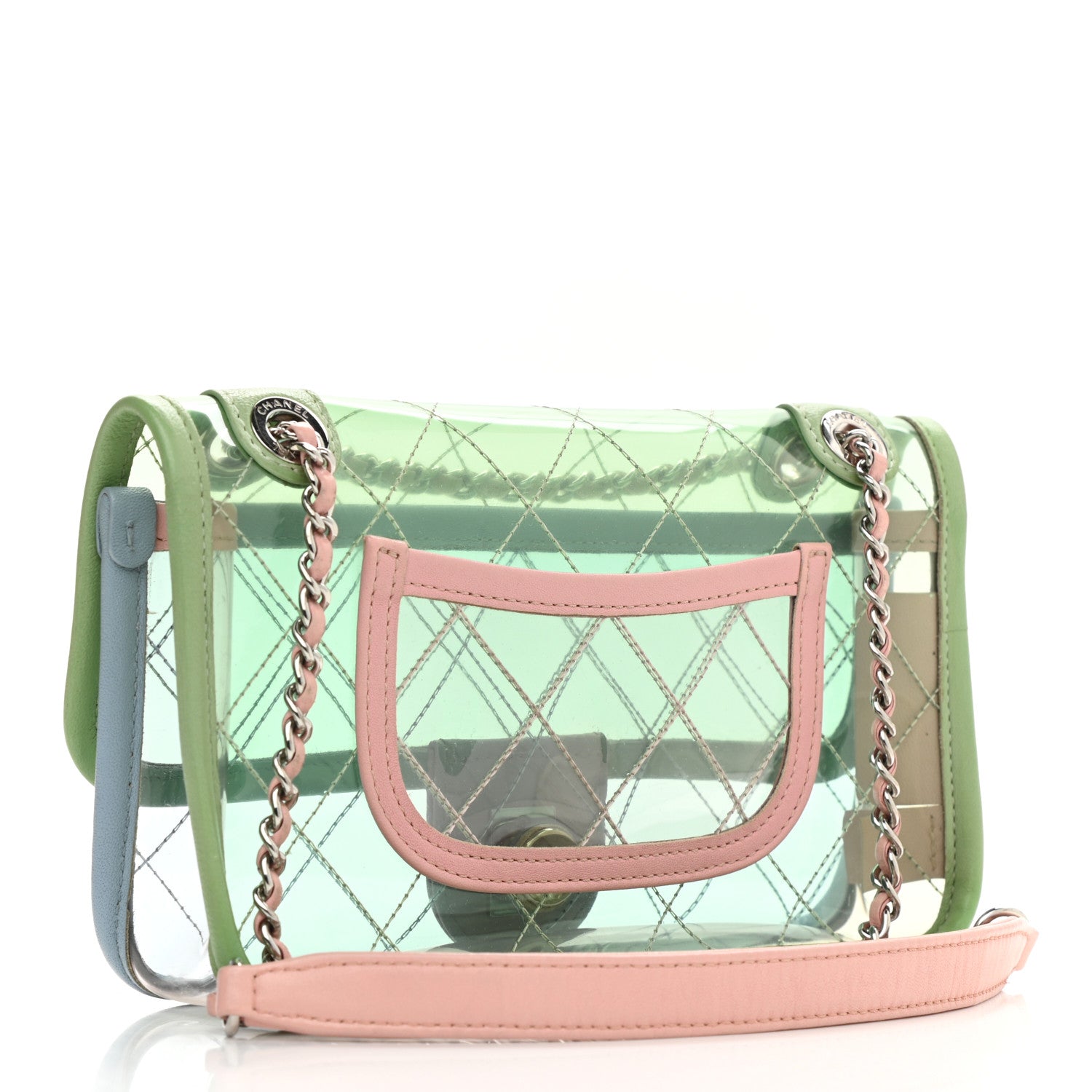 Chanel Lambskin PVC Quilted Mini Coco Splash Flap Blue Green 3 of 11