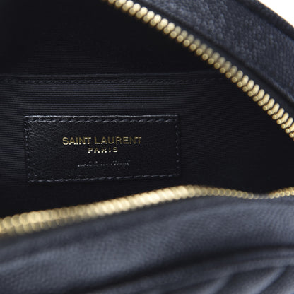 Saint Laurent Grain De Poudre Matelasse Chevron Quilted Round Vinyle Camera Bag Black 6 of 10