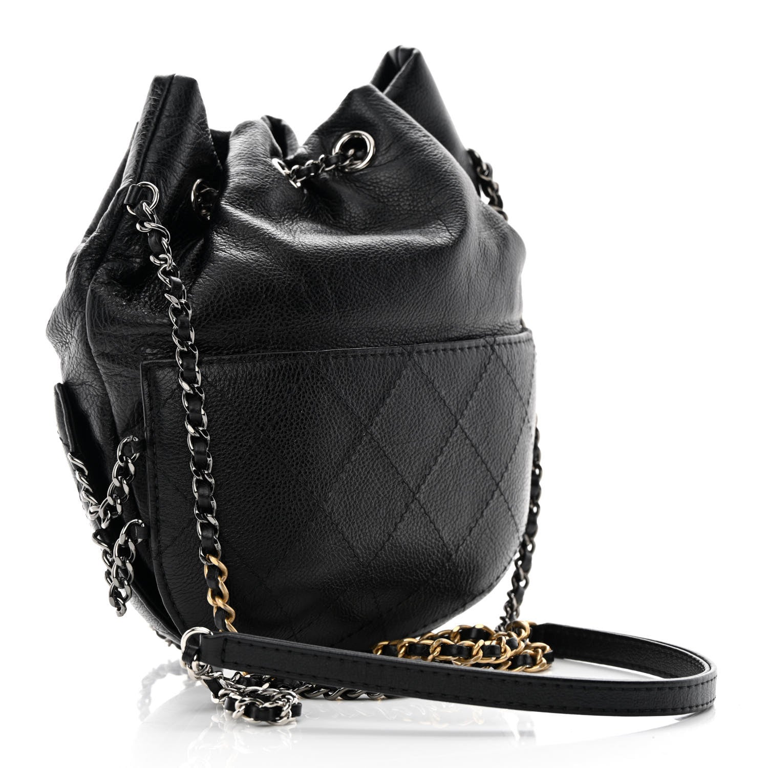 Chanel Calfskin Quilted Small Gabrielle Bucket Black 3 of 14