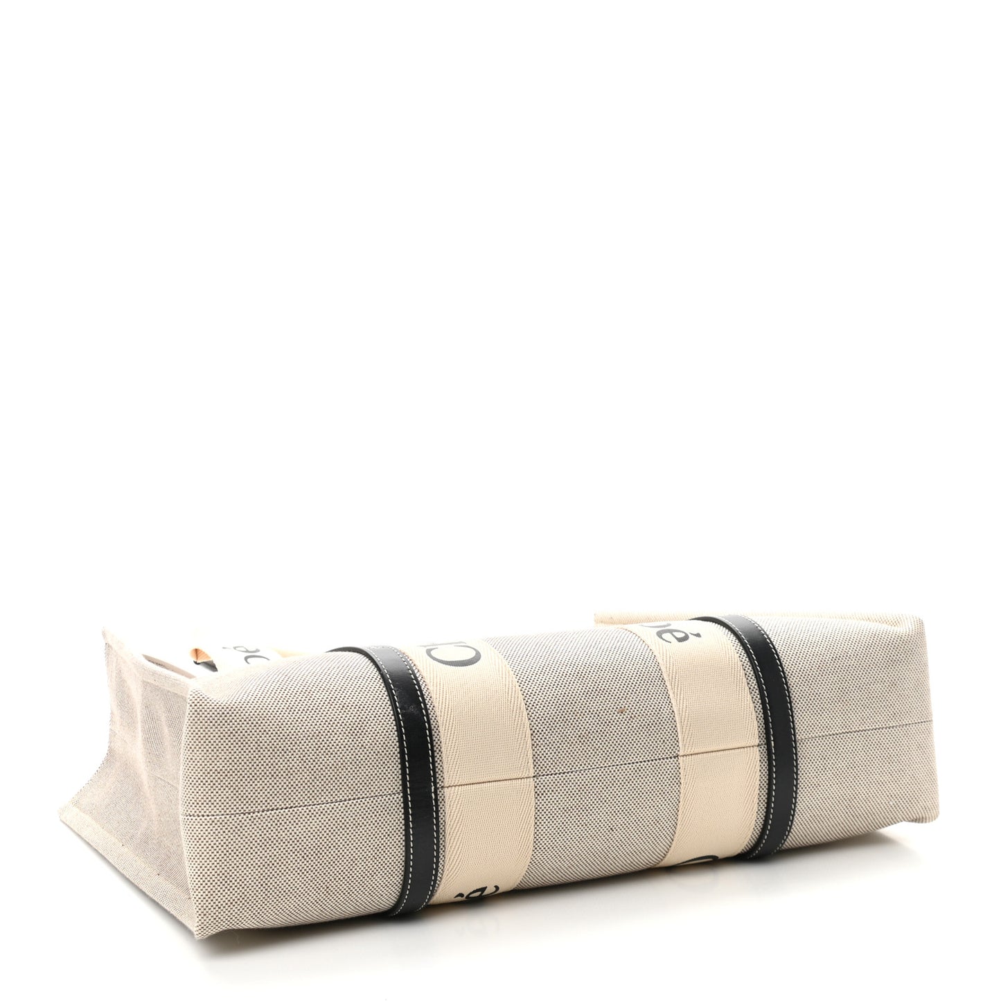 Cotton Calfskin Large Woody Ribbon Tote White Blue