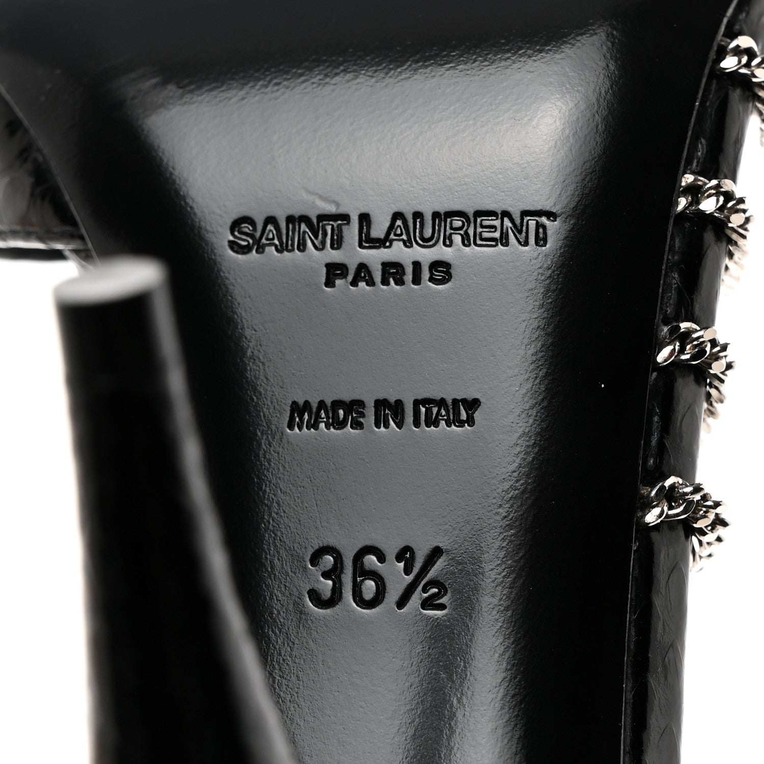Saint Laurent Calfskin Chain Cristal Sandals 36.5 Black 7 of 7