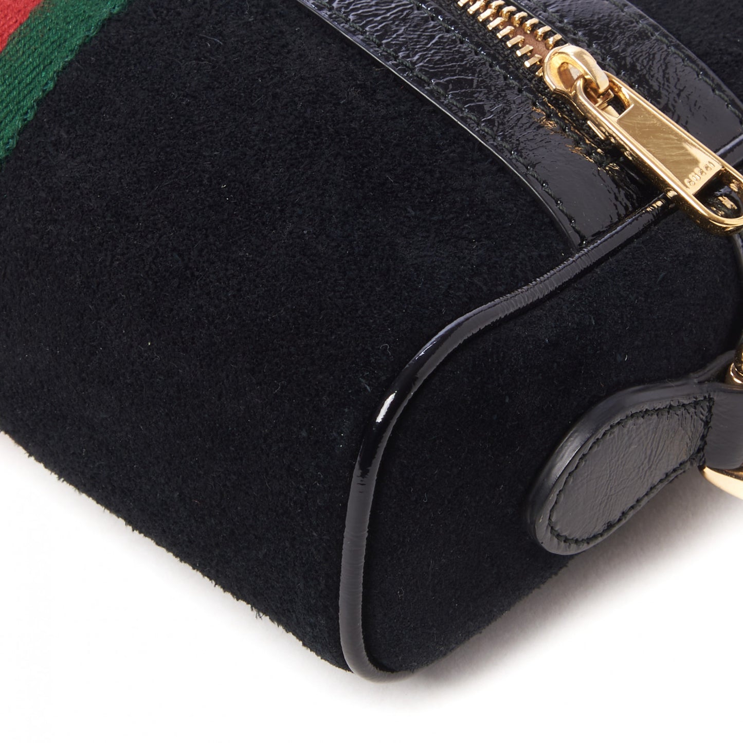 Suede Patent Web Mini Ophidia Shoulder Bag Black