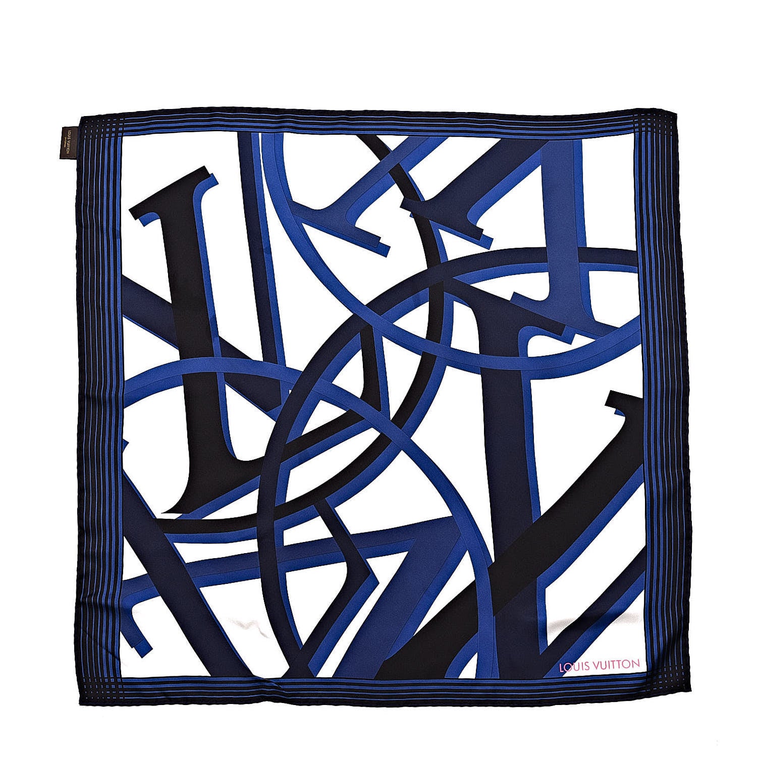 Louis Vuitton Silk Square Scarf White Blue 1 of 4