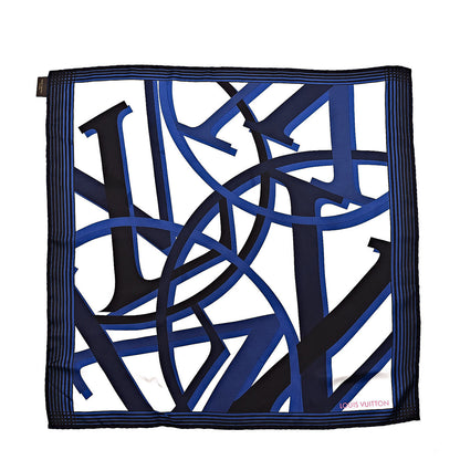 Louis Vuitton Silk Square Scarf White Blue 1 of 4