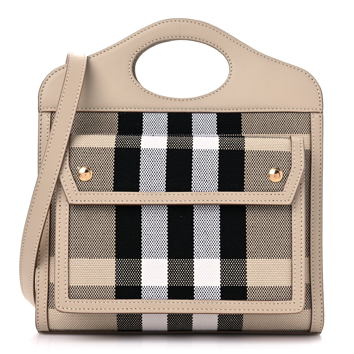 Burberry Smooth Calfskin Archive Canvas Check Mini Pocket Bag Dusty Sand 1 of 9