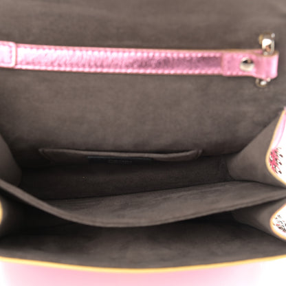 Fendi Vitello Catalan Mirror Scalloped Multi Studded Small Kan I Shoulder Bag Fuxia Chiaro 7 of 10