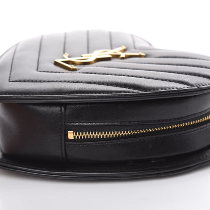 Saint Laurent Lambskin Matelasse Chevron Monogram Small Love Heart Chain Bag Black 11 of 11