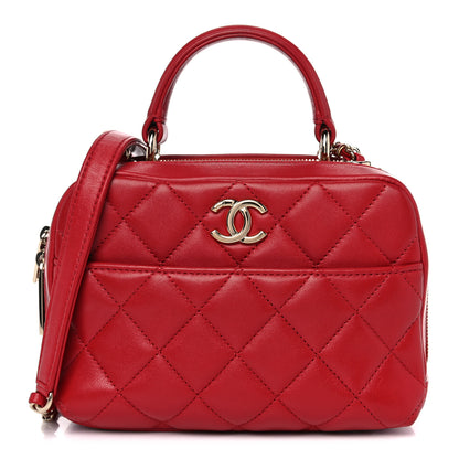 Chanel Lambskin Quilted Small Trendy CC Bowling Bag Red 1 of 12