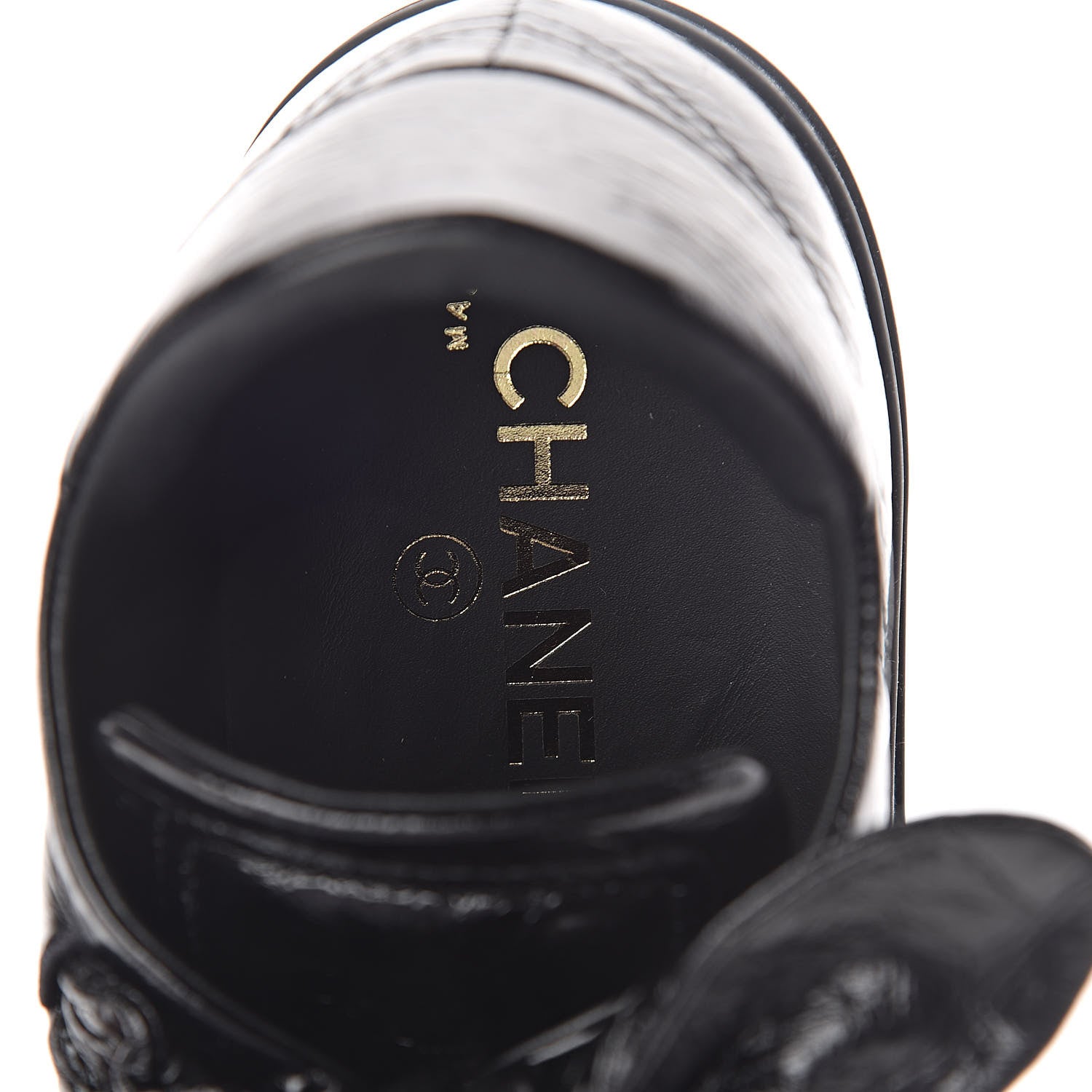 Chanel Crumpled Calfskin Womens CC Bow Sneakers 38.5 Black 5 of 6