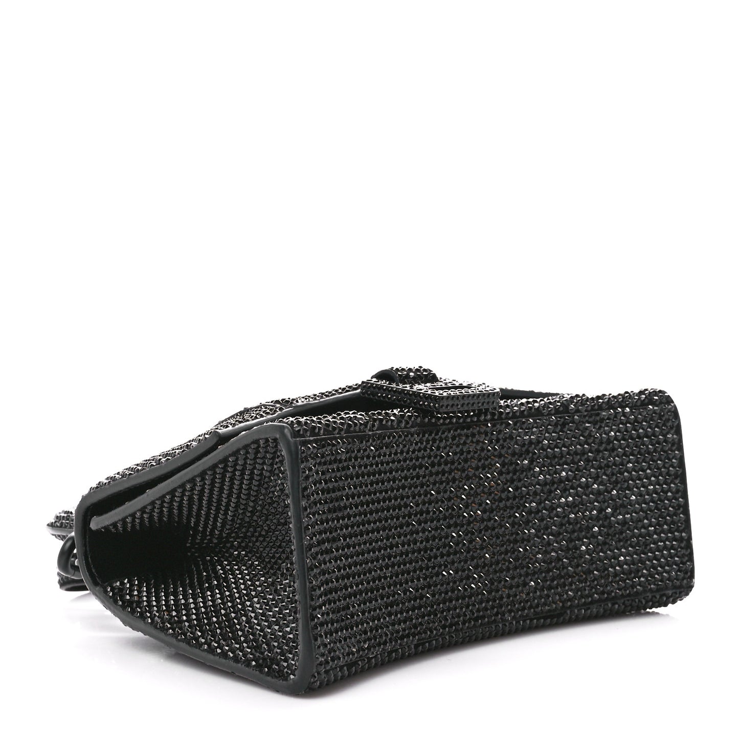 Strass Suede Hourglass Top Handle Bag XS Black Jet