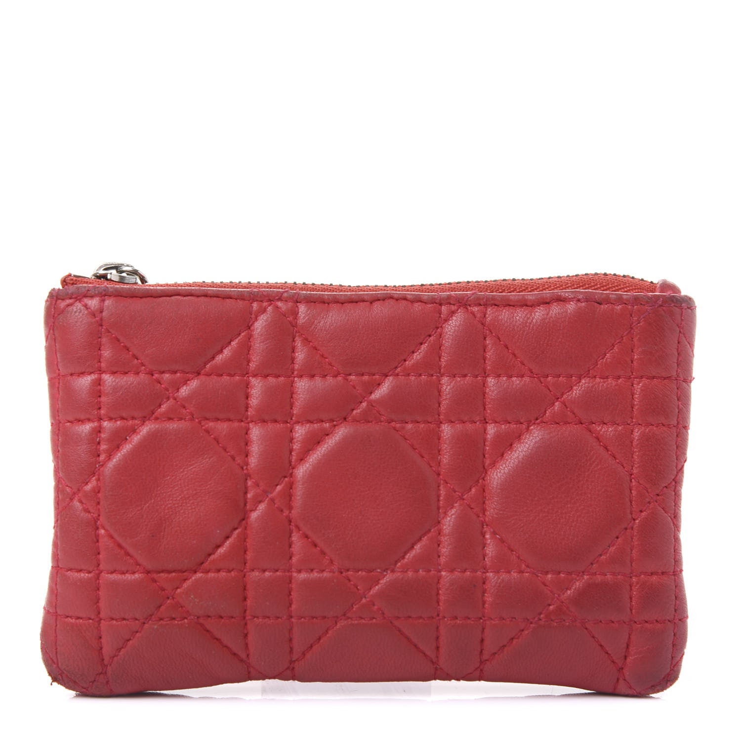 Christian Dior Lambskin Cannage Pouch Red 1 of 12