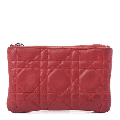 Christian Dior Lambskin Cannage Pouch Red 1 of 12