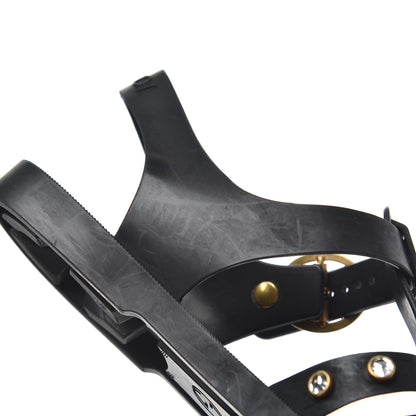 Gucci Rubber Crystal Womens Buckle Strap Sandals 37 Black 12 of 14