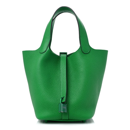 Hermes Taurillon Clemence Monochrome Picotin Lock 18 PM Bambou 1 of 9