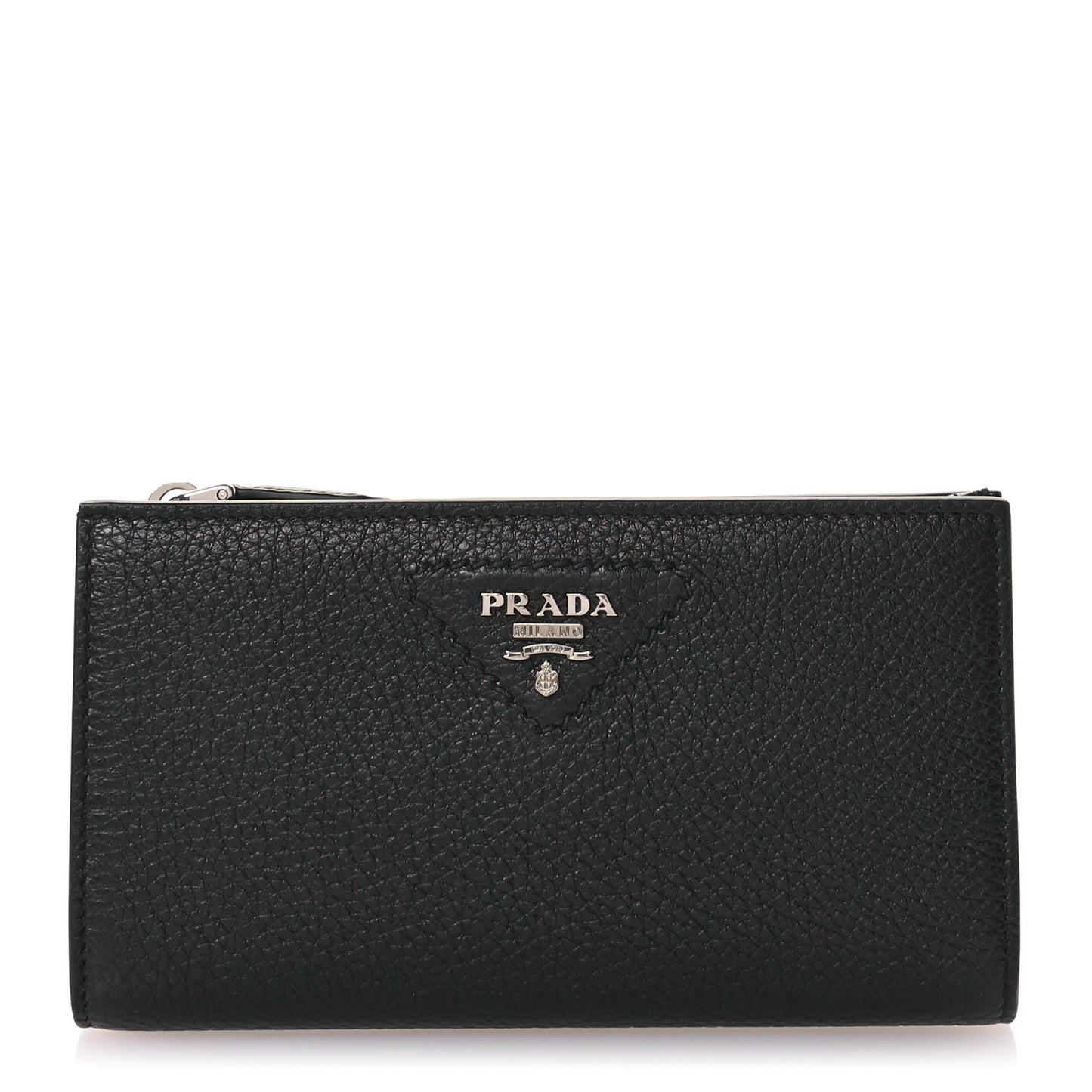 Vitello Daino Triangle Continental Zip Wallet  Black