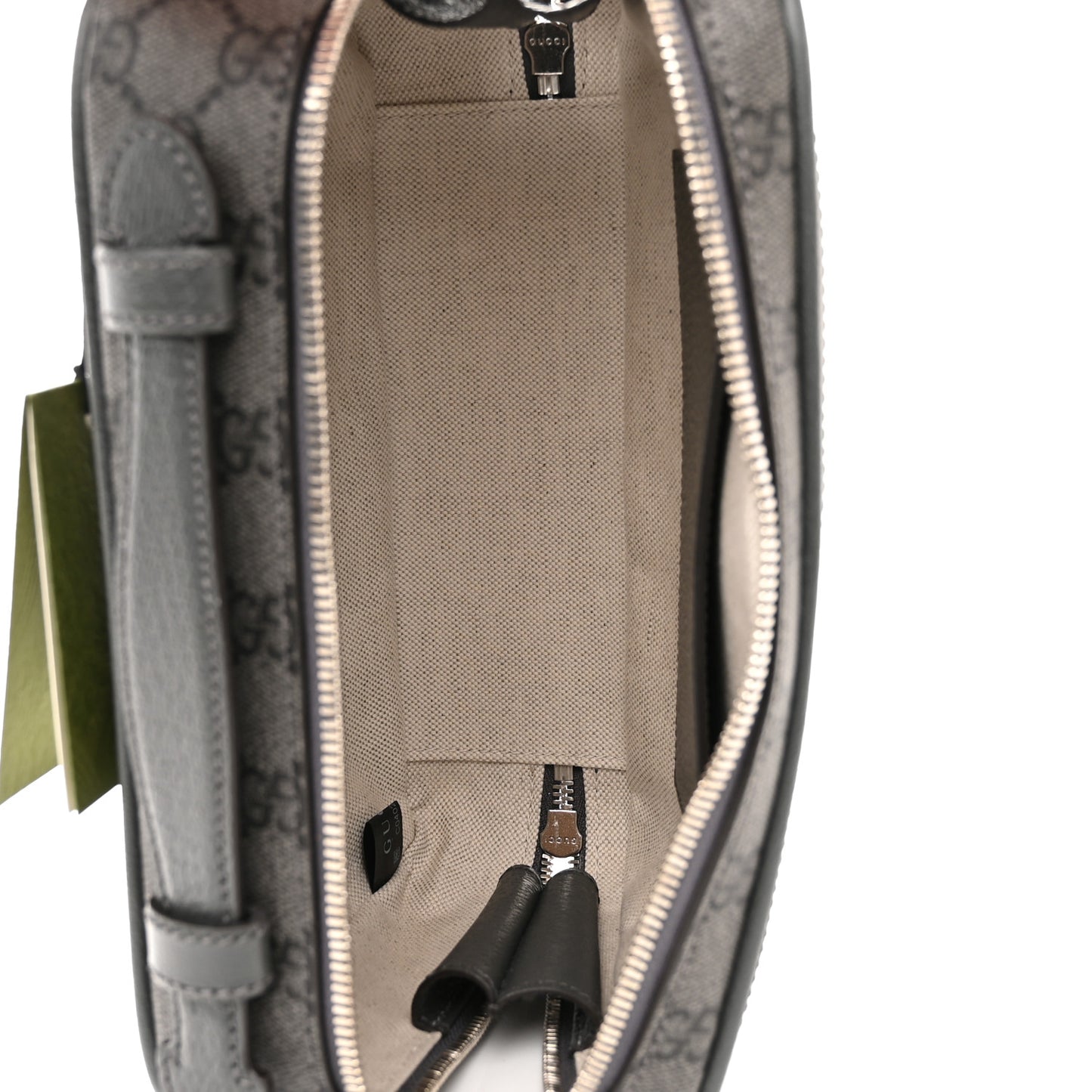 GG Supreme Monogram Textured Dollar Calfskin Small Ophidia Top Handle Shoulder Grey Black Graphite Grey