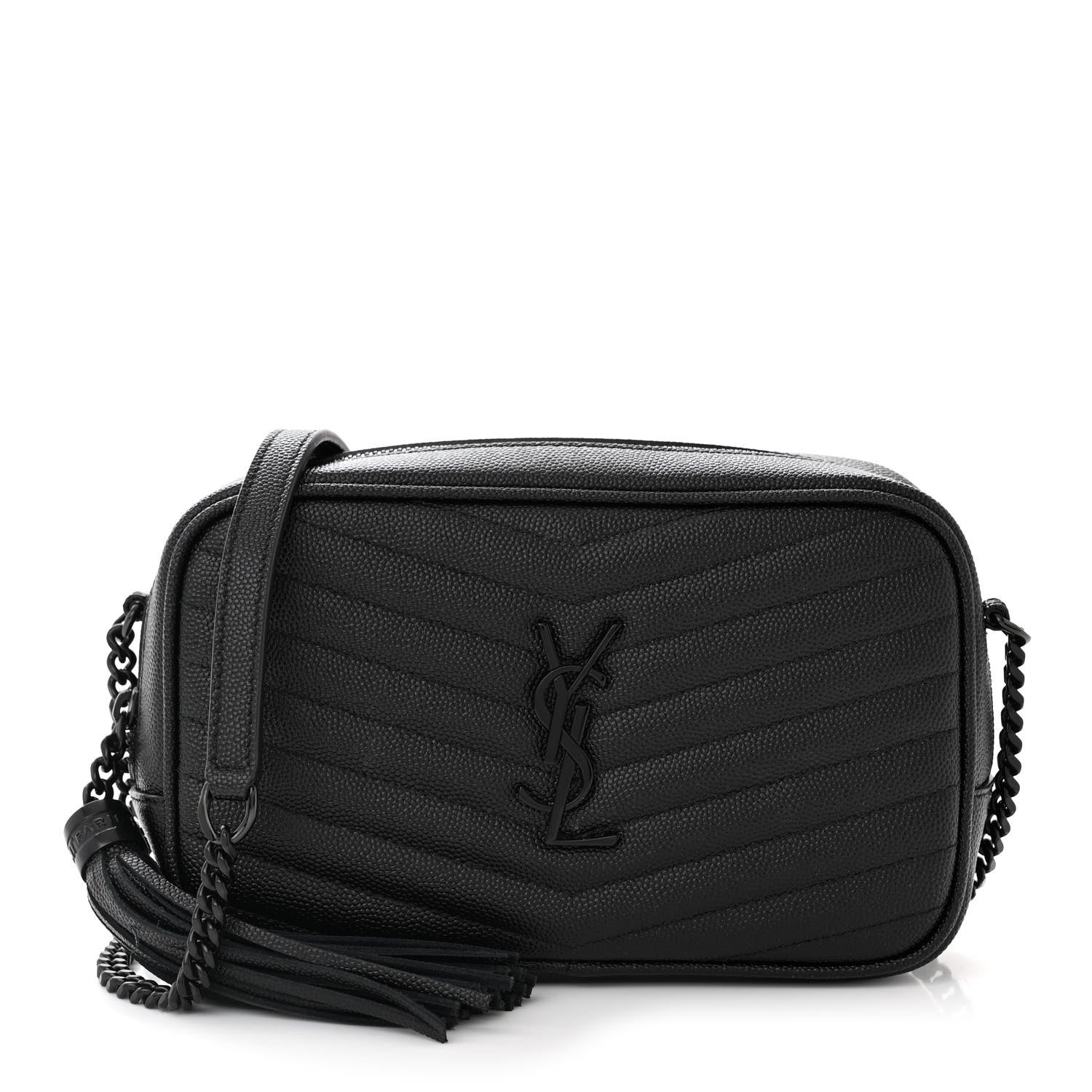 Saint Laurent Grain De Poudre Matelasse Monochrome Monogram Mini Lou Camera Bag Black 1 of 12