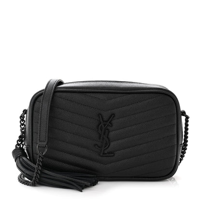 Saint Laurent Grain De Poudre Matelasse Monochrome Monogram Mini Lou Camera Bag Black 1 of 12
