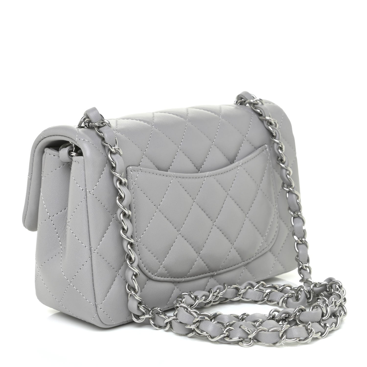 Chanel Lambskin Quilted Mini Rectangular Flap Grey 3 of 16