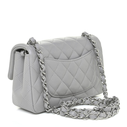 Chanel Lambskin Quilted Mini Rectangular Flap Grey 3 of 16