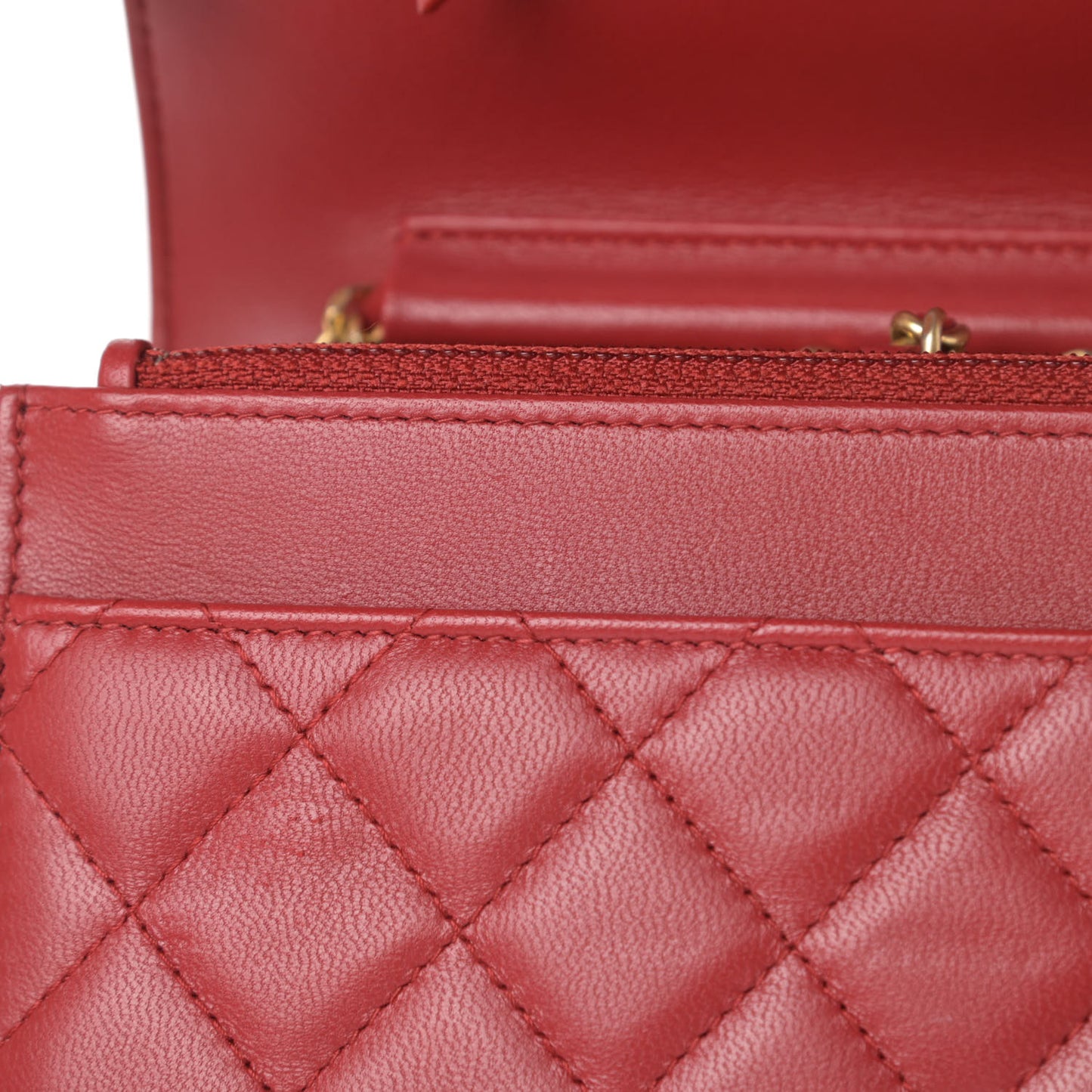 Lambskin Quilted Boy Wallet On Chain WOC Red