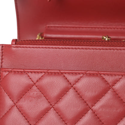 Chanel Lambskin Quilted Boy Wallet On Chain WOC Red 14 of 14