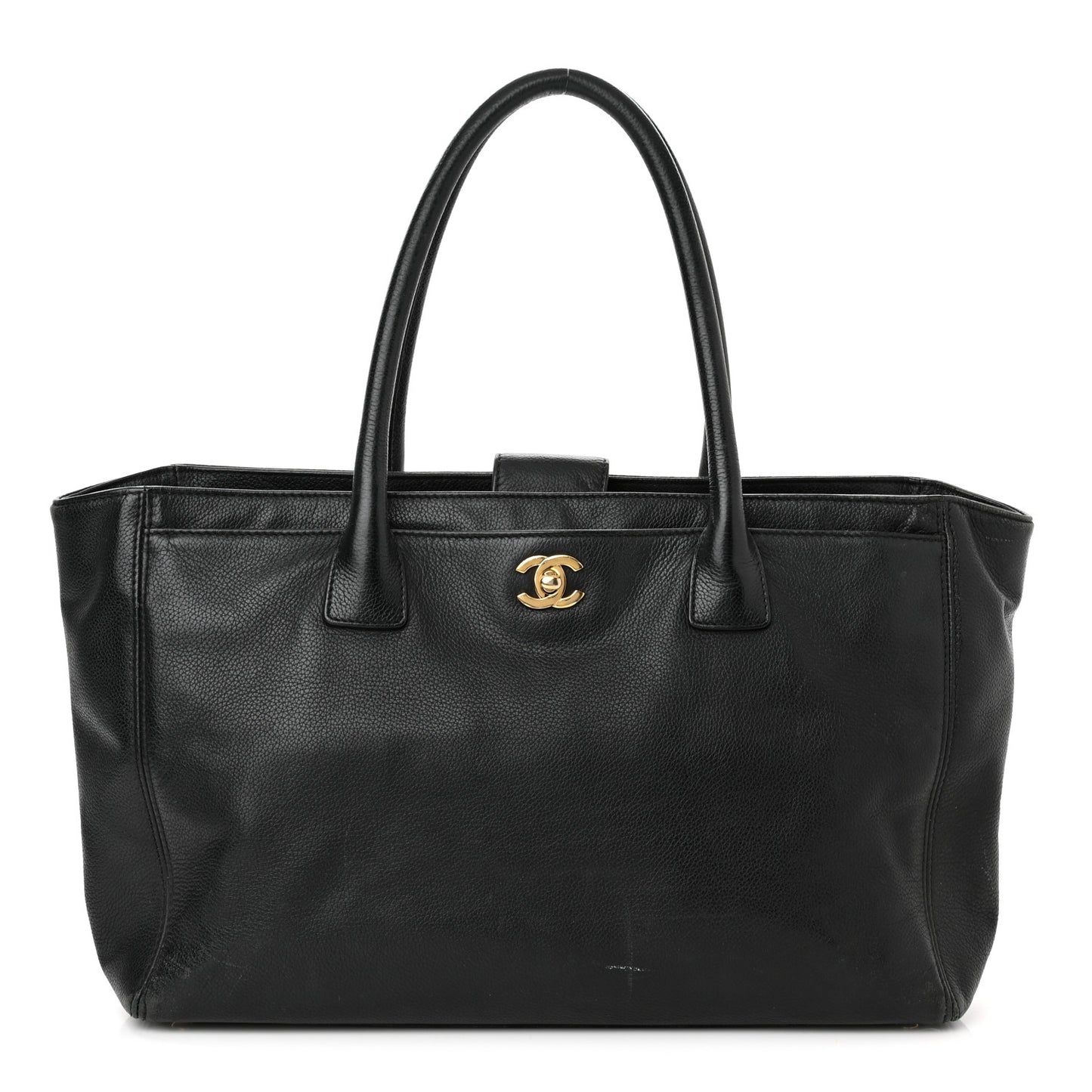 Calfskin Cerf Executive Shopper Tote Black